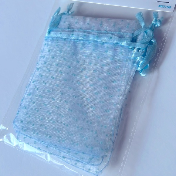 6 pcs Organza Pouches Light Blue Bags Favor Bags Treat Bags - Picture 6 of 7
